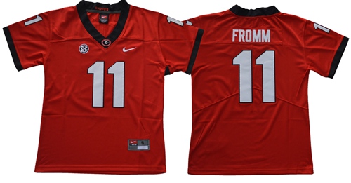Bulldogs #11 Jake Fromm Red Limited Stitched Youth NCAA Jersey